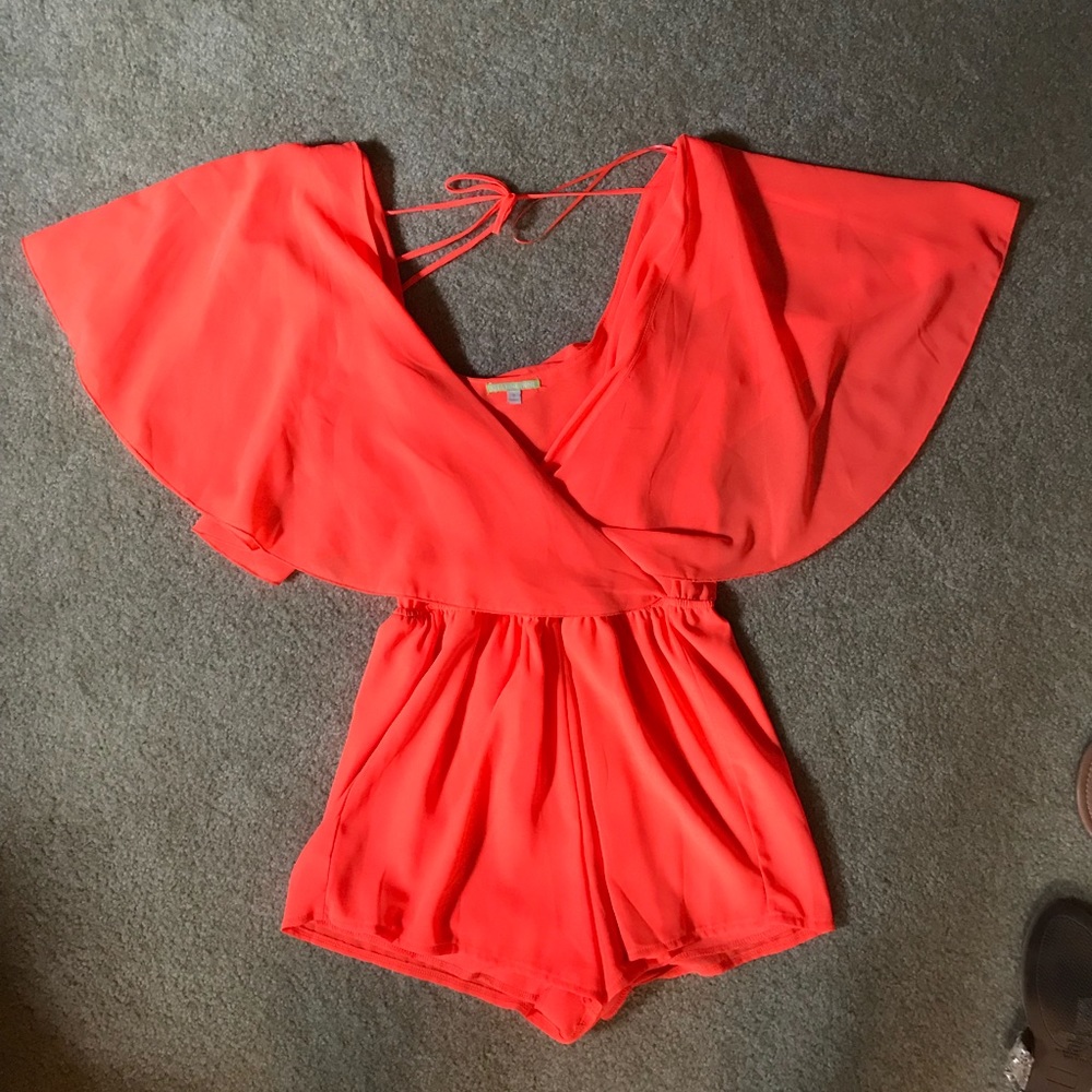 Gianni Bini neon coral romper